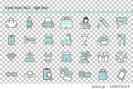 旅行アイコンセットB　05　水色 109078324