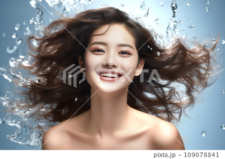 アジア人女性のヘアケア美容イメージ（ヘッドスパ・スキンケア）「AI生成画像」 109078841