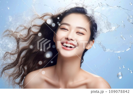 アジア人女性のヘアケア美容イメージ（ヘッドスパ・スキンケア）「AI生成画像」 109078842