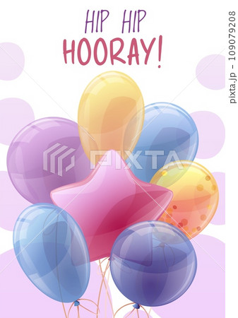 Birthday greeting card template. Banner, flyer with colorful balloons. Happy birthday Invitation design for holiday, anniversary, party 109079208