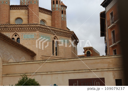 Exterior facade and dome of the church of San Pedro in the Mudejar style Exterior facade and dome of the church of San Pedro in the Mudejar style 109079237