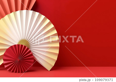 扇と扇子・和傘のペーパーアートイメージ 扇と扇子・和傘のペーパーアートイメージ 109079371