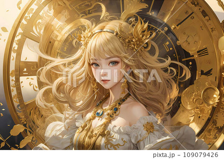 ルネサンス風人物画 金髪女性 異世界聖女の金髪少女のイラスト素材 [109079426] - PIXTA