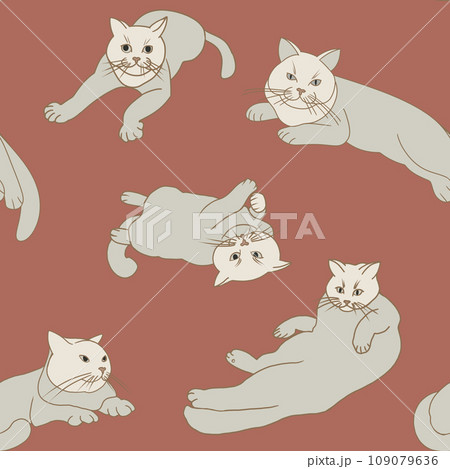 The cat's body language. Feline behavior and feelings. Graphical linear pattern The cat's body language. Feline behavior and feelings. Graphical linear pattern 109079636