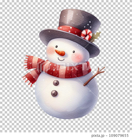 Cartoon cute snowman watercolor clip art illustration PNG Cartoon cute snowman watercolor clip art illustration PNG 109079655