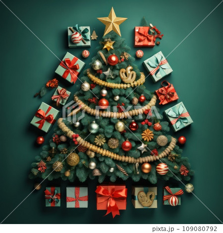 Festive decor in shape of Christmas tree Festive decor in shape of Christmas tree 109080792