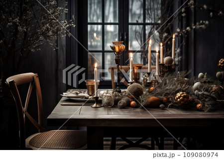 Christmas or New Year restaurant interior 109080974