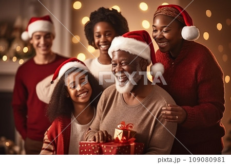 African family celebrating Christmas 109080981
