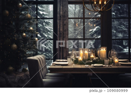 Christmas or New Year restaurant interior Christmas or New Year restaurant interior 109080999