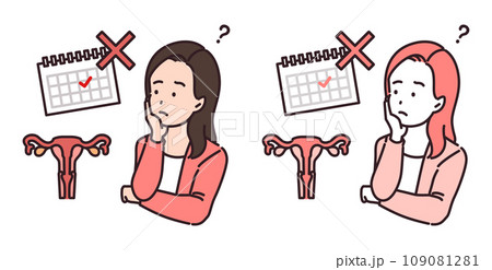Illustration of a woman suspected of being pregnant Illustration of a woman suspected of being pregnant 109081281