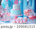 Gender party candy bar in blue and pink color 109081315