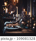 Christmas table setting with winter decoration 109081328