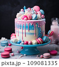 Gender party cake in blue and pink color 109081335