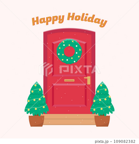 happy holiday front door happy holiday front door 109082382