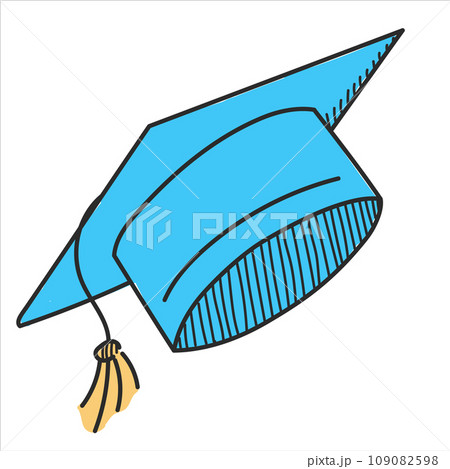 Graduation cap in doodle style vector isolated. 109082598