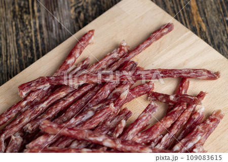 Thin pork sausage with spices Thin pork sausage with spices 109083615
