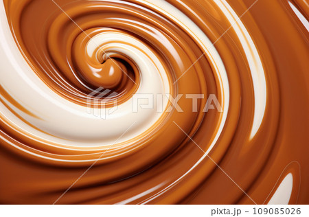 Chocolate. Melted chocolate top view. Confectionery concept 109085026