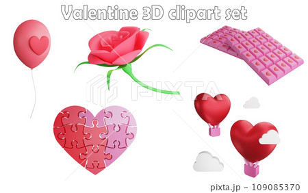 Valentine clipart element ,3D render Valentine concept isolated on white background icon set No.8 Valentine clipart element ,3D render Valentine concept isolated on white background icon set No.8 109085370