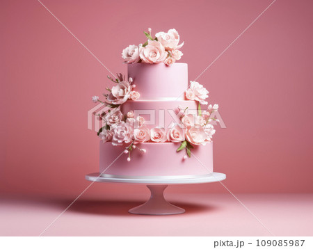 Beautiful multi-tiered cake decorated with flowers. Beautiful multi-tiered cake decorated with flowers. 109085987