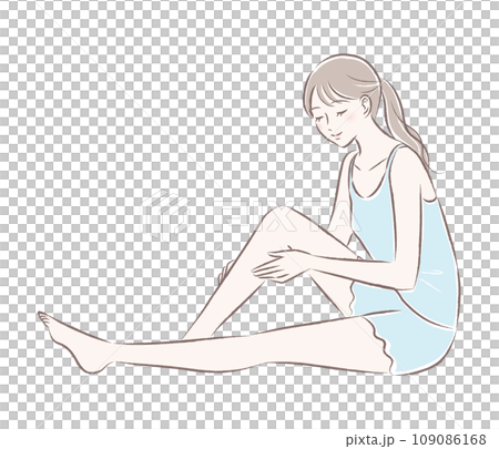一位擁有美麗雙腿、美麗和飲食的年輕女子的插圖 一位擁有美麗雙腿、美麗和飲食的年輕女子的插圖 109086168