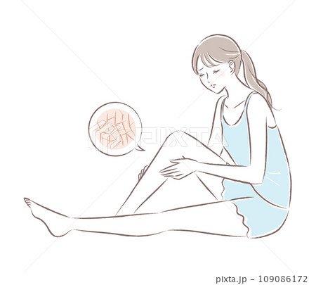 足の乾燥肌に悩む若い女性のイラスト 109086172