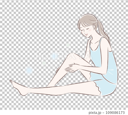 足の肌が潤う・脚が綺麗な若い女性の全身イラスト 109086173