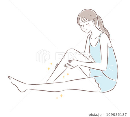 すべすべの綺麗な足の若い女性のイラスト　脱毛・スキンケア 109086187