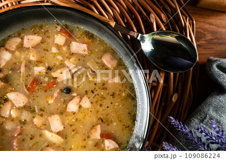 Sour soup in bowl. Sour soup in bowl. 109086224