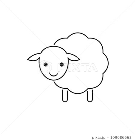 Baby sheep icon. Vector drawing. Lamb linear outline illustration on white background. Baby sheep icon. Vector drawing. Lamb linear outline illustration on white background. 109086662