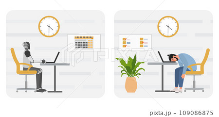 Compete Robot People Workplace Job Worker Burnout Compete Robot People Workplace Job Worker Burnout 109086875