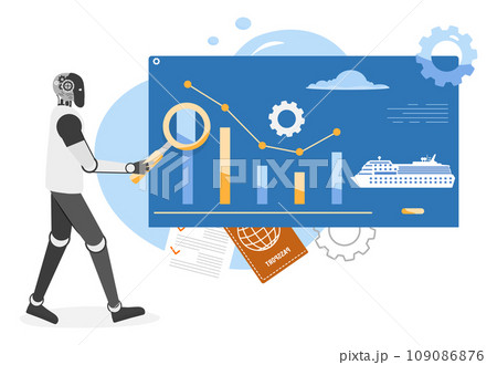 Smart AI Robot Growth up Sales Ticket Statistics 109086876