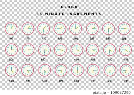 アナログ時計・15分刻み 109087290