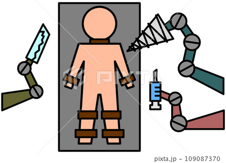 監禁され全身を拘束されて拷問を受ける人物イラスト 109087370