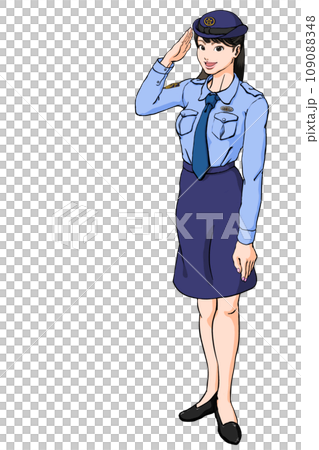年輕女警官敬禮_夏季制服 年輕女警官敬禮_夏季制服 109088348