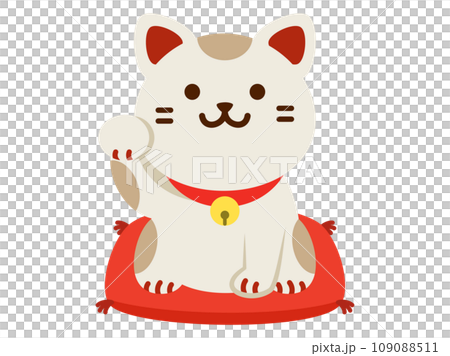 座布団に座った招き猫のイラスト 109088511