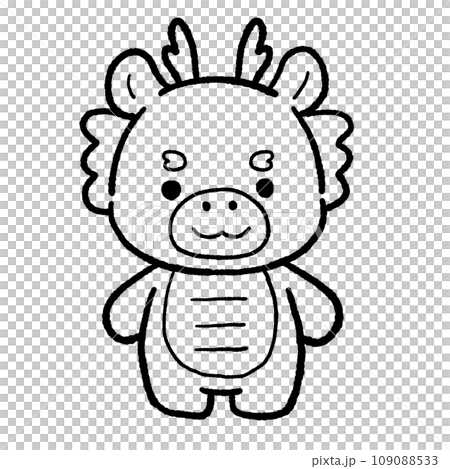 手繪可愛龍線畫插圖 109088533