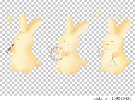 Watercolor illustration of rabbit band 109089426