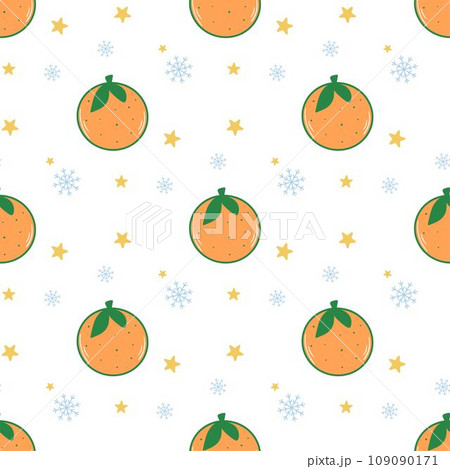 Winter tangerines seamless pattern vector illustration 109090171