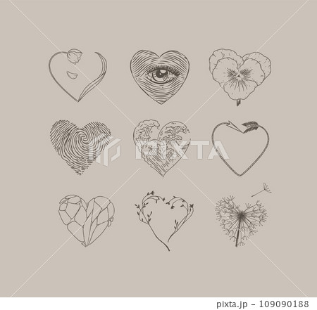 Heart graphics set beige 109090188