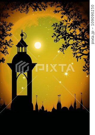 Colorful simple decoration illustration for Happy Ramadan or EID Mubarak draft and greetings card template. Colorful simple decoration illustration for Happy Ramadan or EID Mubarak draft and greetings card template. 109090250