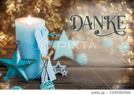 Text Danke, Means Thanks, Turquoise Christmas Decor Text Danke, Means Thanks, Turquoise Christmas Decor 109090406