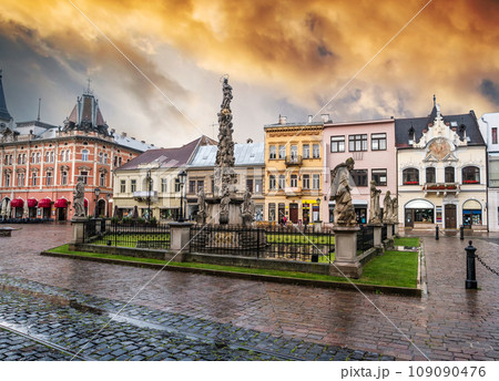 main street of Kosice with Plague Column main street of Kosice with Plague Column 109090476