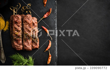 Grilled kebab with spices Grilled kebab with spices 109090772