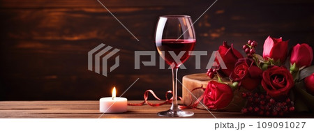 Romantic Dinner for Two: Candlelit Ambiance Enhances the Wine's Exquisite Aroma and Flavor 109091027