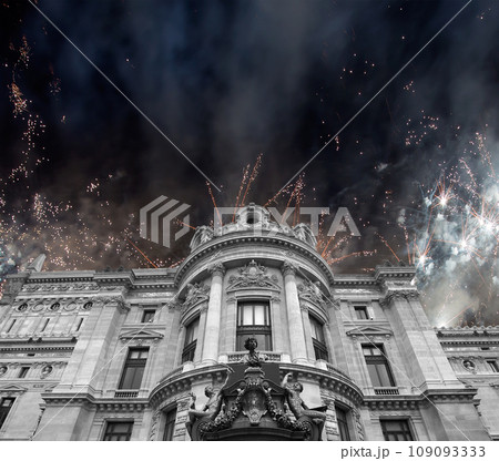 Fireworks over the Opera Garnier (Garnier Palace), Paris, France. Translation Fireworks over the Opera Garnier (Garnier Palace), Paris, France. Translation 109093333
