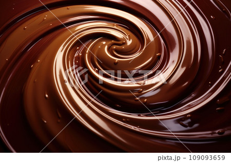 swirl of melted dark chocolate background, sweet liquid cocoa dessert 109093659