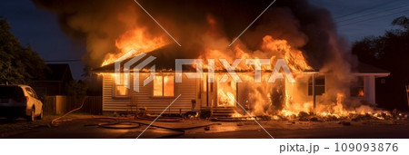 Fire in private house Fire in private house 109093876