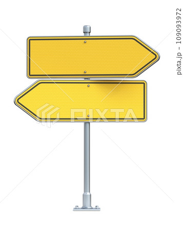 Blank yellow road sign arrows 3D 109093972