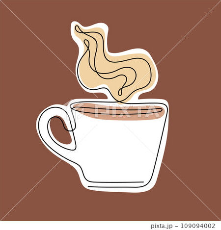 Coffee cup abstract one line vector illustration 109094002