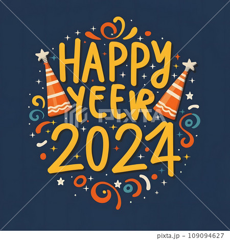 Happy New Year Typography Splash 109094627